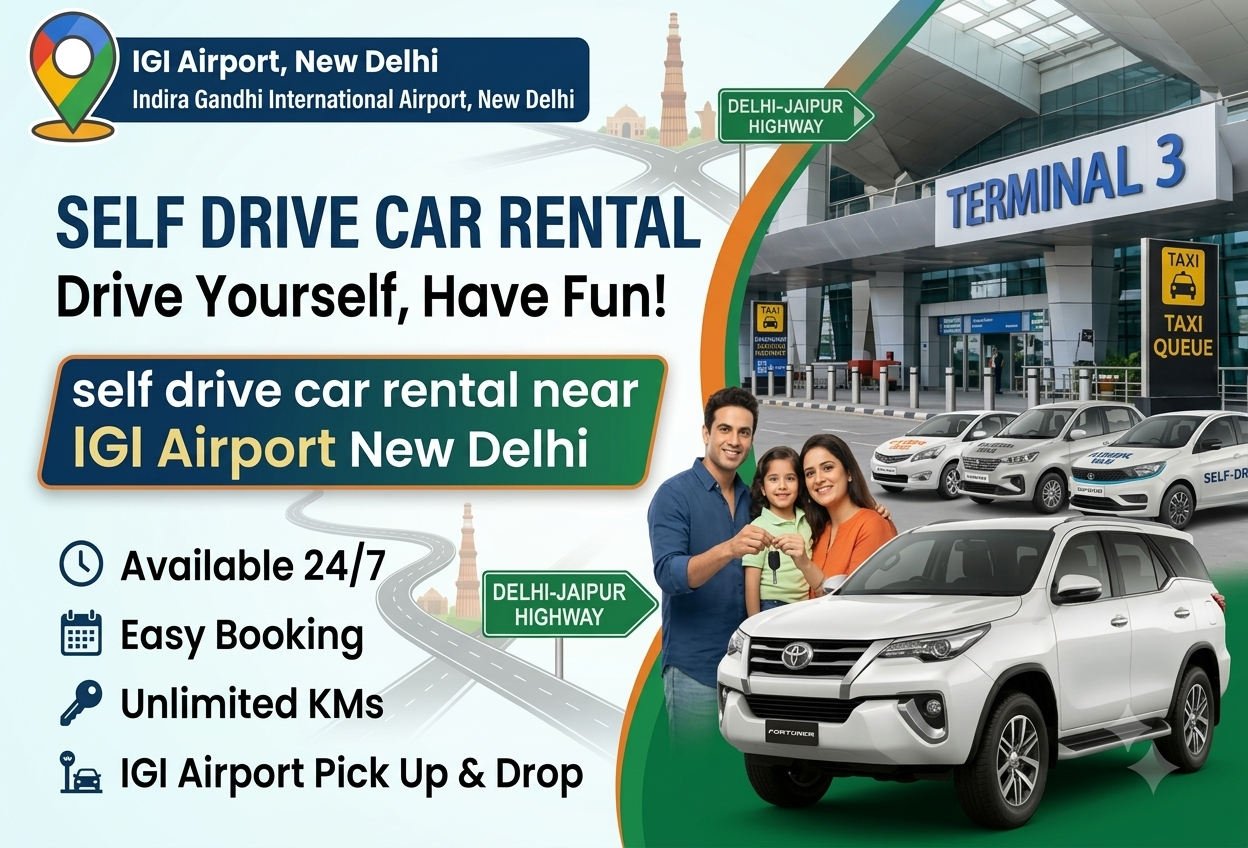 Book Online Self Drive Car Rental Near IGI Airport, New Delhi